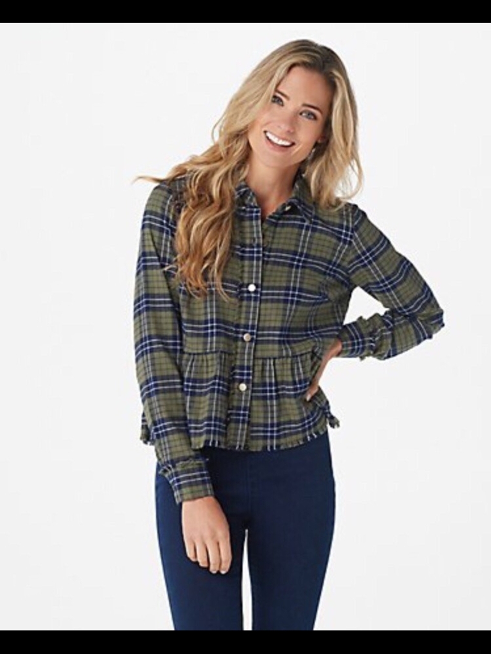 Rachel Hollis Plaid Button Down Shirt - Olive & Navy
